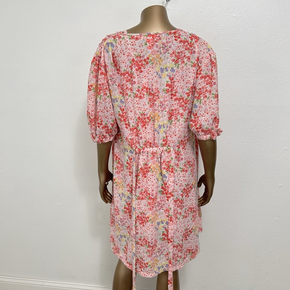 VINTAGE Oscar de la Renta Pink Label Pink Dainty Floral Robe & Slip Dress Sz L - Picture 5 of 10